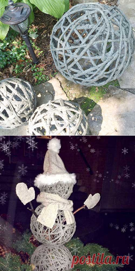 Concrete Garden Orbs - Made By Barb - Simple DIY portland cement dipped yarn or fabric formed over inflated balls or balloons