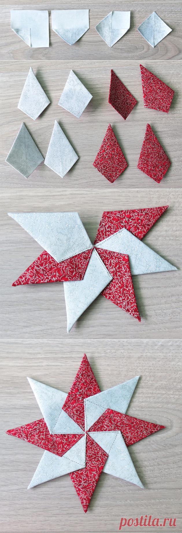 Fabric Star Ornament- tutorial for easy Christmas sewing - Geta's Quilting Studio
