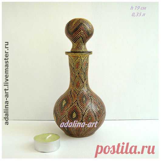 Купить ОСЕНЬ графинчик Точечная роспись - штоф, графин, графинчик, осень, краски осени