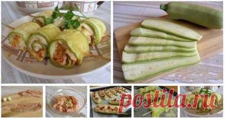 Рулетики из кабачков с куриным мясом
