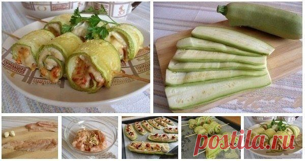 Рулетики из кабачков с куриным мясом