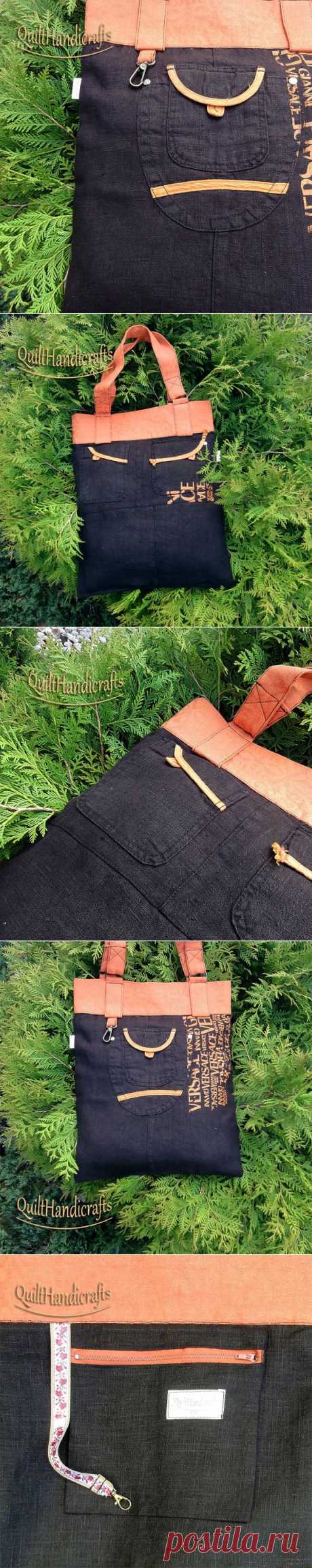 Safari bag Large linen beach bag Market bag by QuiltHandicrafts