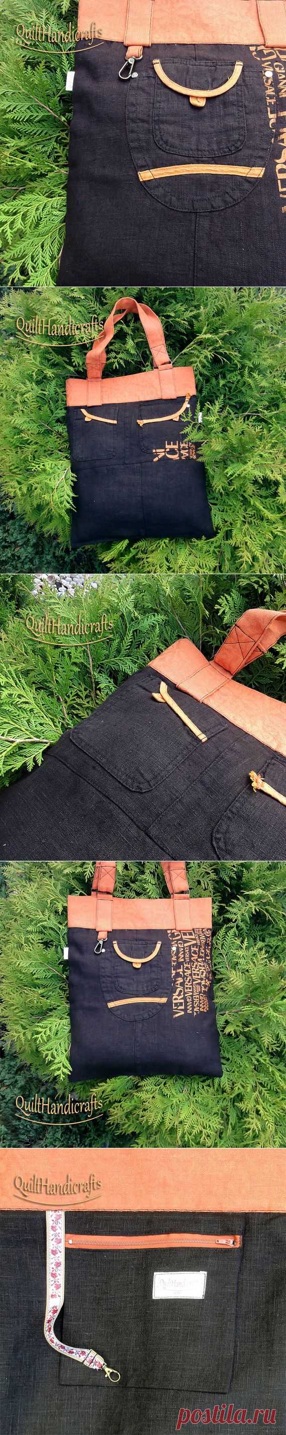 Safari bag Large linen beach bag Market bag by QuiltHandicrafts
