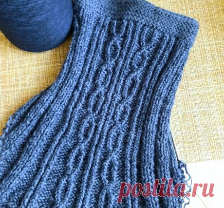 Воротник-манишка с центральным узором. Часть 1. | Свяжем вместе детский плед! | Дзен