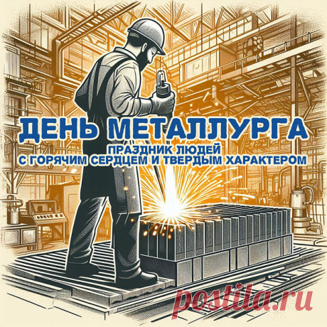 Поздравляю с профессиональным праздником! Пусть рабочие будни всегда будут лёгкими и результативными, а отдых всегда насыщенным и разнообразным! Здоровья, настроения и больших денег в кармане. Открытки на День металлурга!