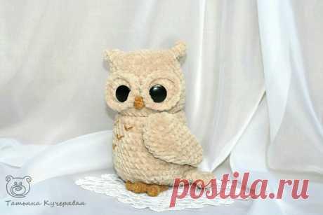 PDF Совёнок из плюша крючком. FREE crochet pattern; Аmigurumi doll patterns. Амигуруми схемы и описания на русском. Вязаные игрушки и поделки своими руками #amimore - сова, птица, птичка.
