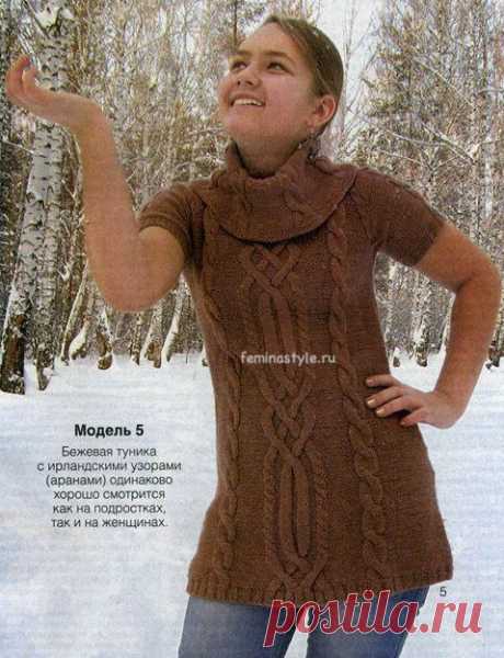 Вязание спицами туники с аранами / Рукоделие / Домоводство / Женские секреты / Женский стиль