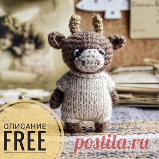 Крошка Бычок амигуруми. Схемы и описания для вязания игрушек крючком! Бесплатный мастер-класс от Сони Ваниной по вязанию крошки бычка. Высота вязаной игрушки всего 7 см. Для изготовления такого маленького быка автор испо…