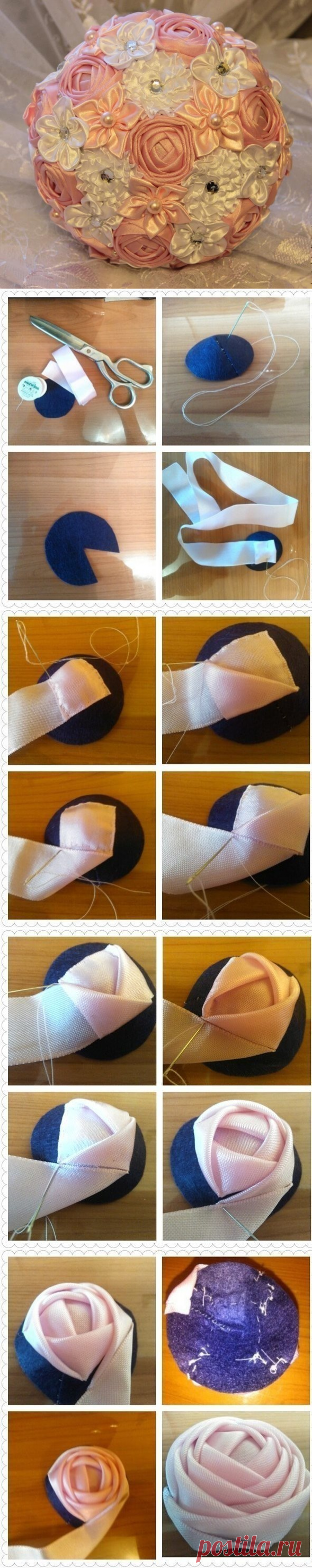 Роза для брошь-букета — Сделай сам, идеи для творчества - DIY Ideas