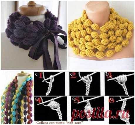 Как DIY вязание крючком Буф поп-корн стежка ScarfCreative идеи | креативные идеи