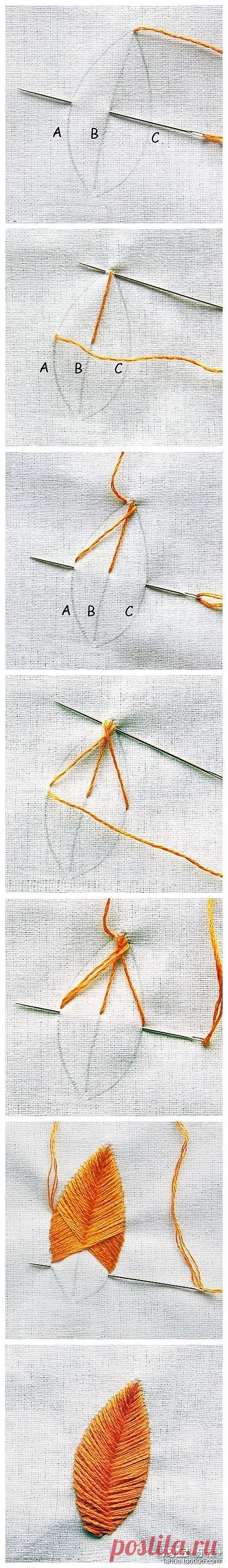 手工教您绣黄金叶子_手工DIY