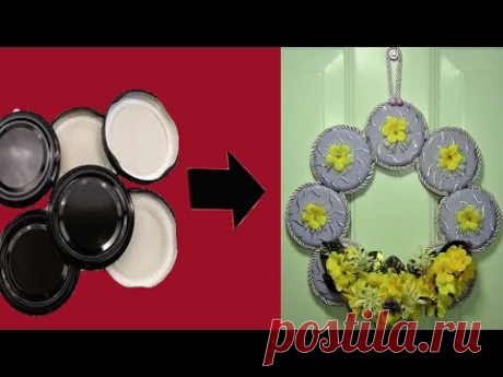 Kavanoz Kapaklarından Kapı Süsü | Turn Jar Lids into Door Decorations | Diy