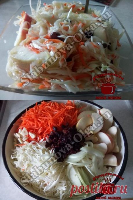 Маринованная капуста с яблоками и изюмом. Рецепт. Фото