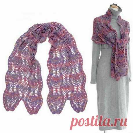 Палантин крючком. Выкройка и схемы – Paradosik Handmade - вязание для начинающих и профессионалов