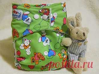 Многоразовые подгузники - Многоразовые подгузники BabyLand зеленый с мишками