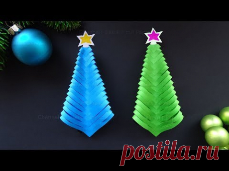 Простая оригами елочка из бумаги 🎄 новогодние украшения своими руками