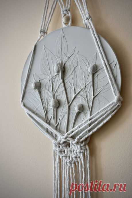 Wall hanging botanical bas-relief round Peony floral home decor decoration gypsum tiles “Macrame”