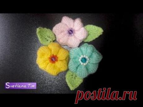 Цветок (цветы). Вязание спицами # 451