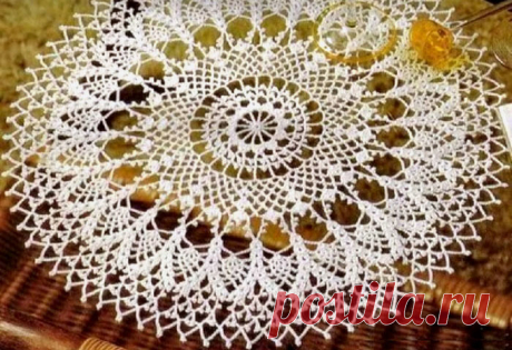 Салфетка «Ананасовый круг». Крючком Схема вязания крючком круглой салфетки &quot;Ананасовый круг&quot;