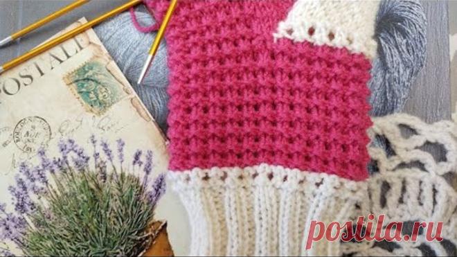 Узор для носочков. Малина в снегу. Простой, красивый, вяжется без схемы.