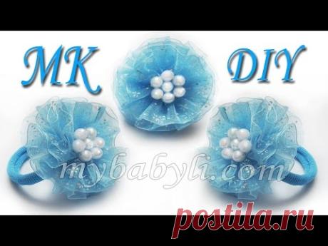 Украшения для волос своими руками / Резинка для волос из органзы / Канзаши МК / Kanzashi