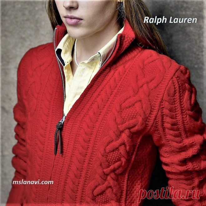 Красный жакет спицами от Ralph Lauren — Вяжем с Лана Ви