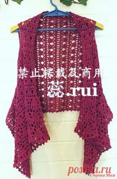 . Жилет-прямоугольник крючком. - Все в ажуре... (вязание крючком) - Страна Мам