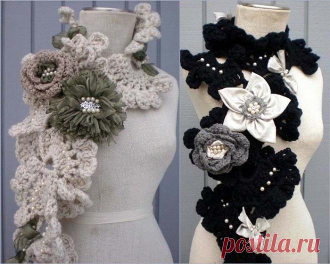 Оригинальные вязаные шарфики - море идей » Женский Мир