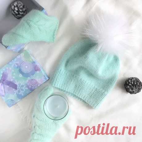 Шапочка лицевой гладью из пуха норки - Modnoe Vyazanie ru.com
