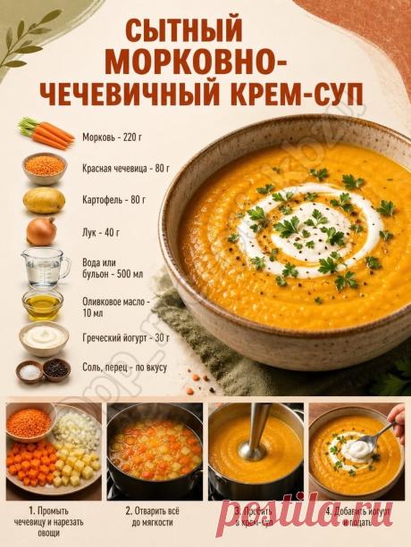 Сытный морковно-чечевичный крем-суп