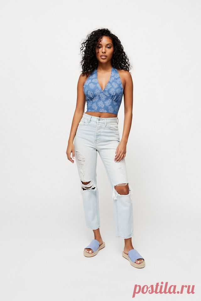 Lioness Provence Denim Halter Top | Urban Outfitters Canada