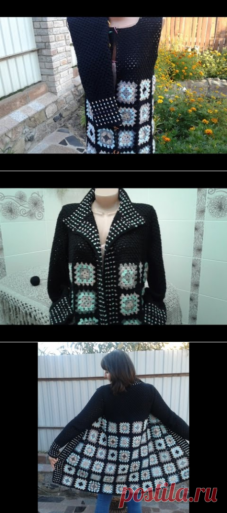 (42) Кардиган из квадратных мотивов. Часть 5. Окат рукава. Knitting women's cardigan. - YouTube