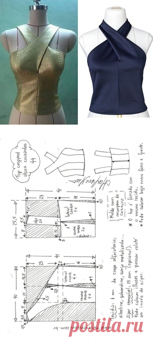 Top cropped com alça cruzada – Marlene Mukai