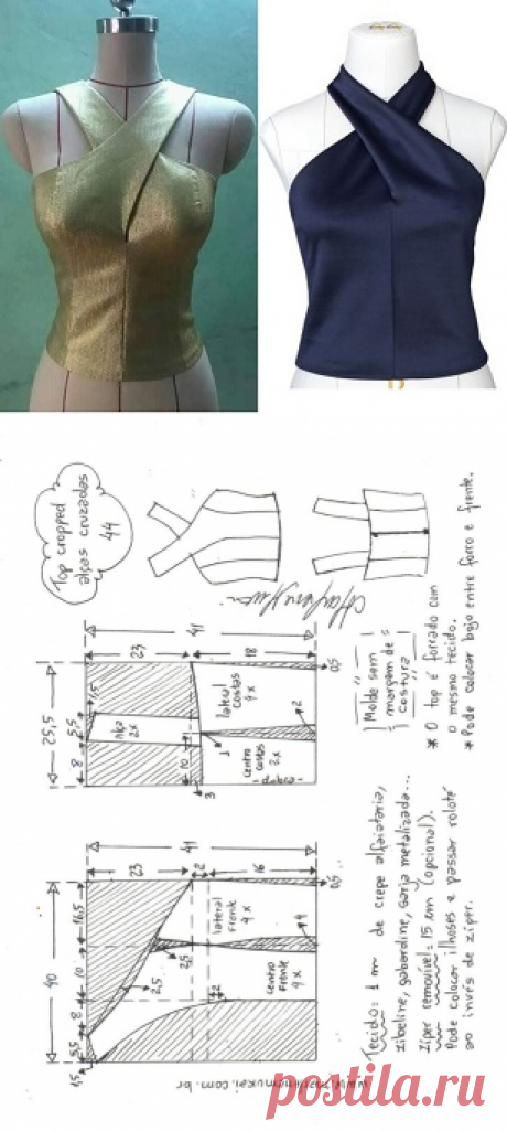 Top cropped com alça cruzada – Marlene Mukai
