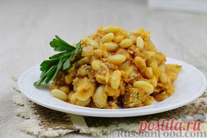 Фасоль с фаршем и плавленым сыром в томатном соусе на RussianFood.com