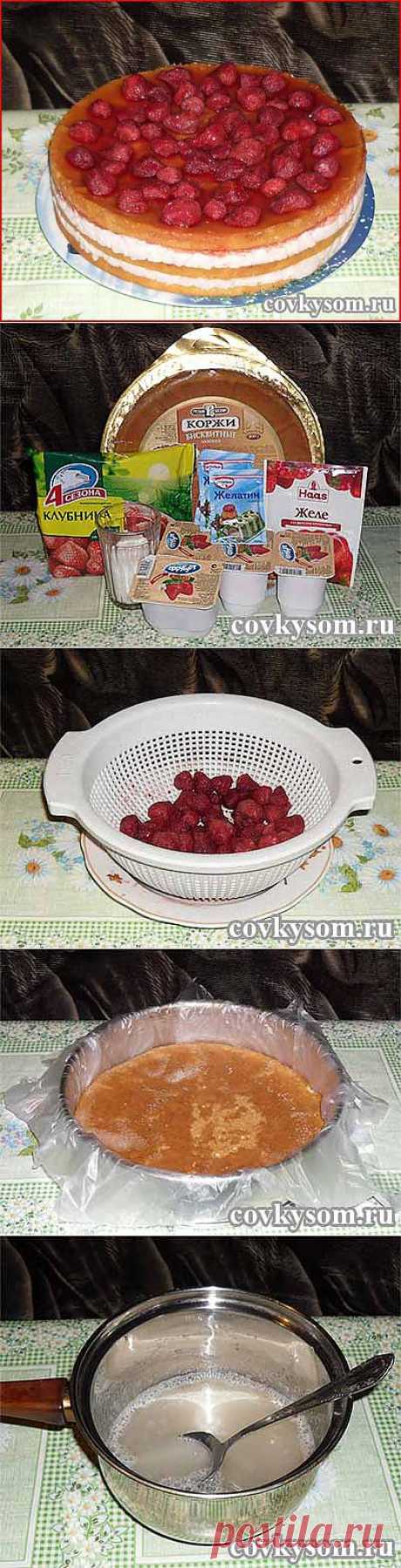 Торт с клубничным суфле из йогурта