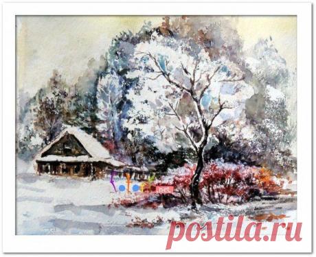 ​Рисуем зимний домик