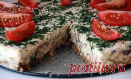 Сырный торт с ветчиной и грибами