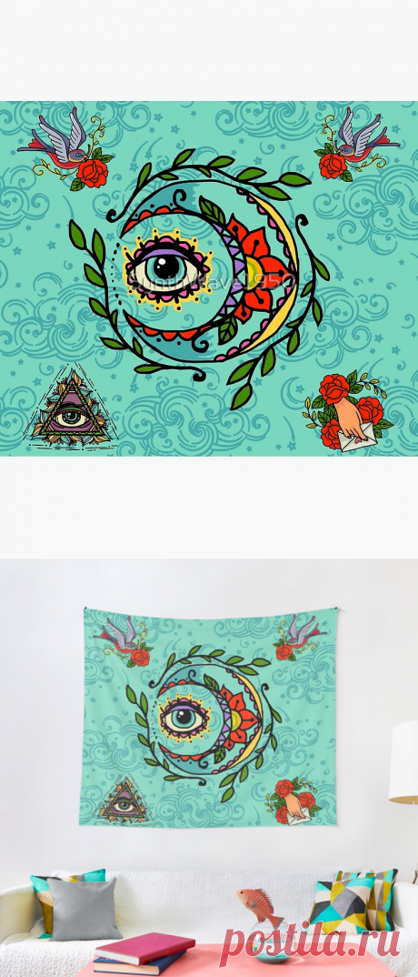 Sun God &amp; Moon #3: Old school tattoo Tapestry