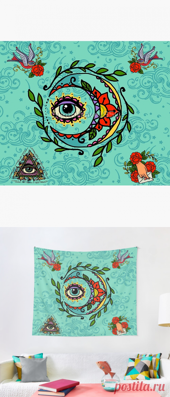 Sun God & Moon #3: Old school tattoo Tapestry