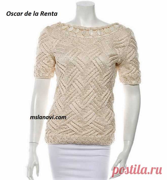 Летний пуловер спицами от Oscar de la Renta | Вяжем с Лана Ви