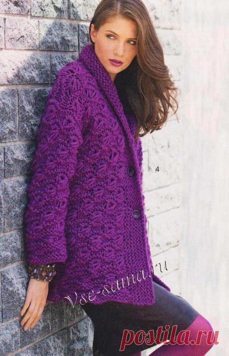 Жакет с крупным рельефным узором - Жакеты, кофточки, жилеты, болеро, туники