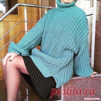 . Свитер граненой резинкой Девочки! Моя новая работа - свитерок на заказ граненой (польской) резинкой. Пошло 750 г Ланаголд, в 100 - 240 м. Вязался очень легко.