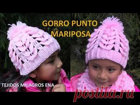 Gorro Punto Mariposa Tejido a Crochet o ganchillo paso a paso para niñas - TODAS LAS TALLAS
