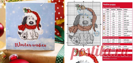 Замечательная идея для новогодней открытки 🐶 Глазки и ягодки вышиты французскими узелками #вышивка #вышивкакрестом #рукоделие… | Мамины Ручки. Вязание и другое | Яндекс Дзен