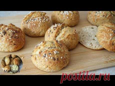 Цельнозерновые булочки без дрожжей быстро,просто, полезно/Whole Grain Buns