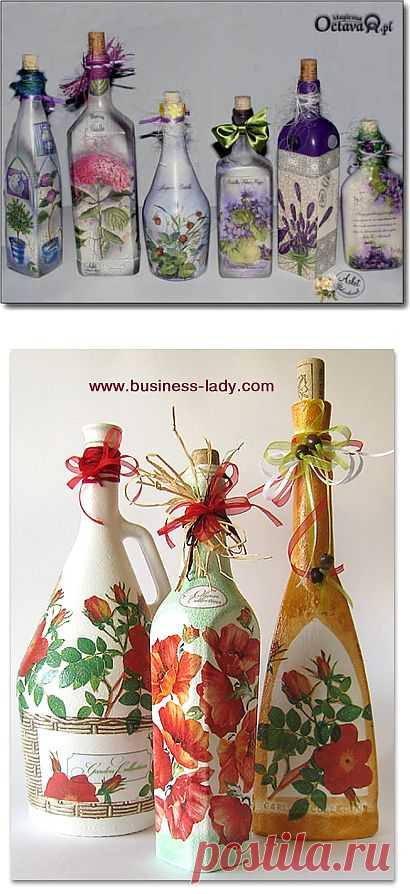 Декупаж бутылки - "ЭЛектронный БИзнес в интернет"