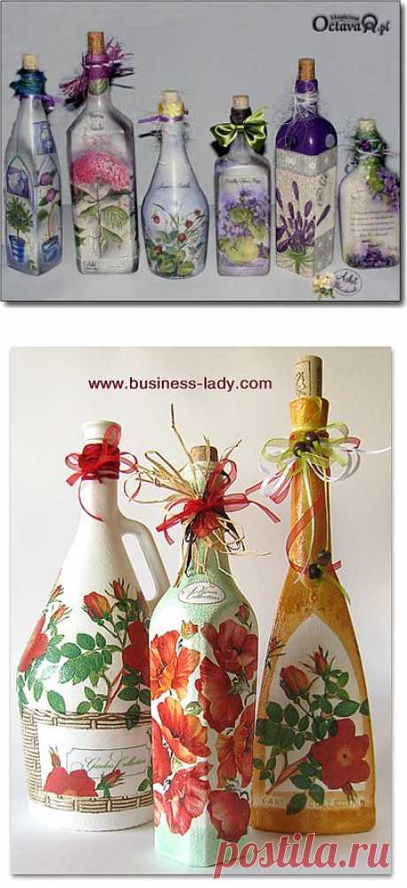 Декупаж бутылки - &quot;ЭЛектронный БИзнес в интернет&quot;