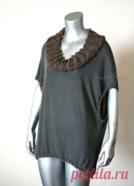 Комбинированное вязание и декор футболок / Худи, свитшоты и толстовки: идеи декора /