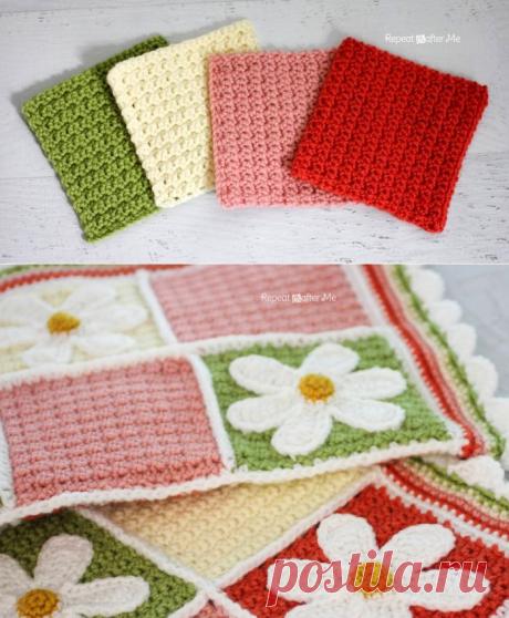 Вязаный квадрат для пледа.